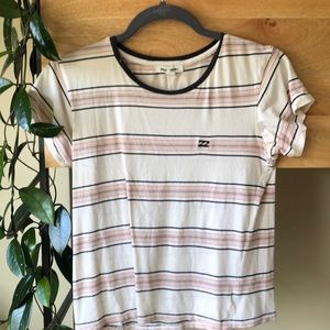 Striped tee shirt.
